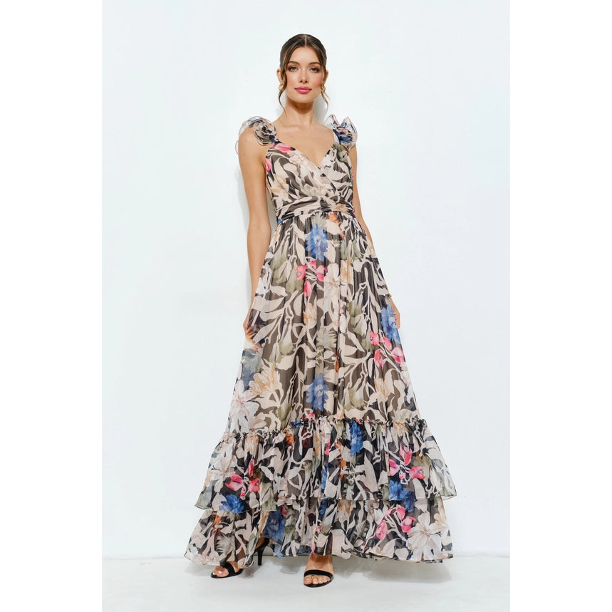 Ruffled Floral Chiffon Tiered Maxi Dress Lexi J's Boutique Ruffled Floral Chiffon Tiered Maxi Dress Lexi J's Boutique