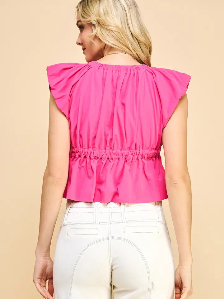 Fuscia Flutter Top