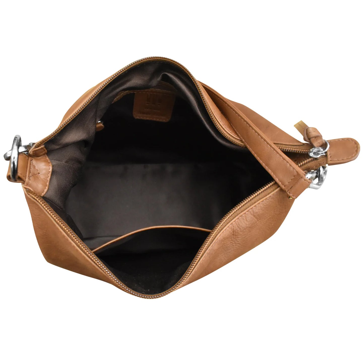 Zip Top Hobo with 2 Detachable Straps - Leather
