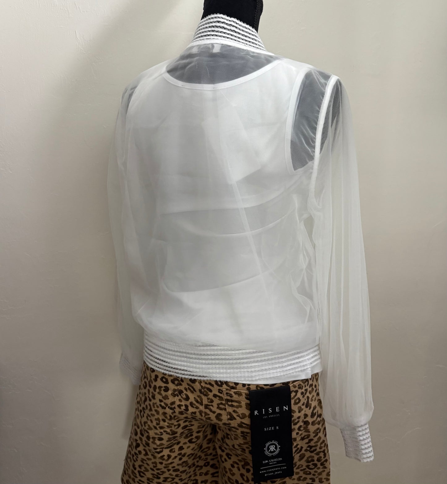 White Sheer Bomber Jacket with Detail and Tank (2 pc)