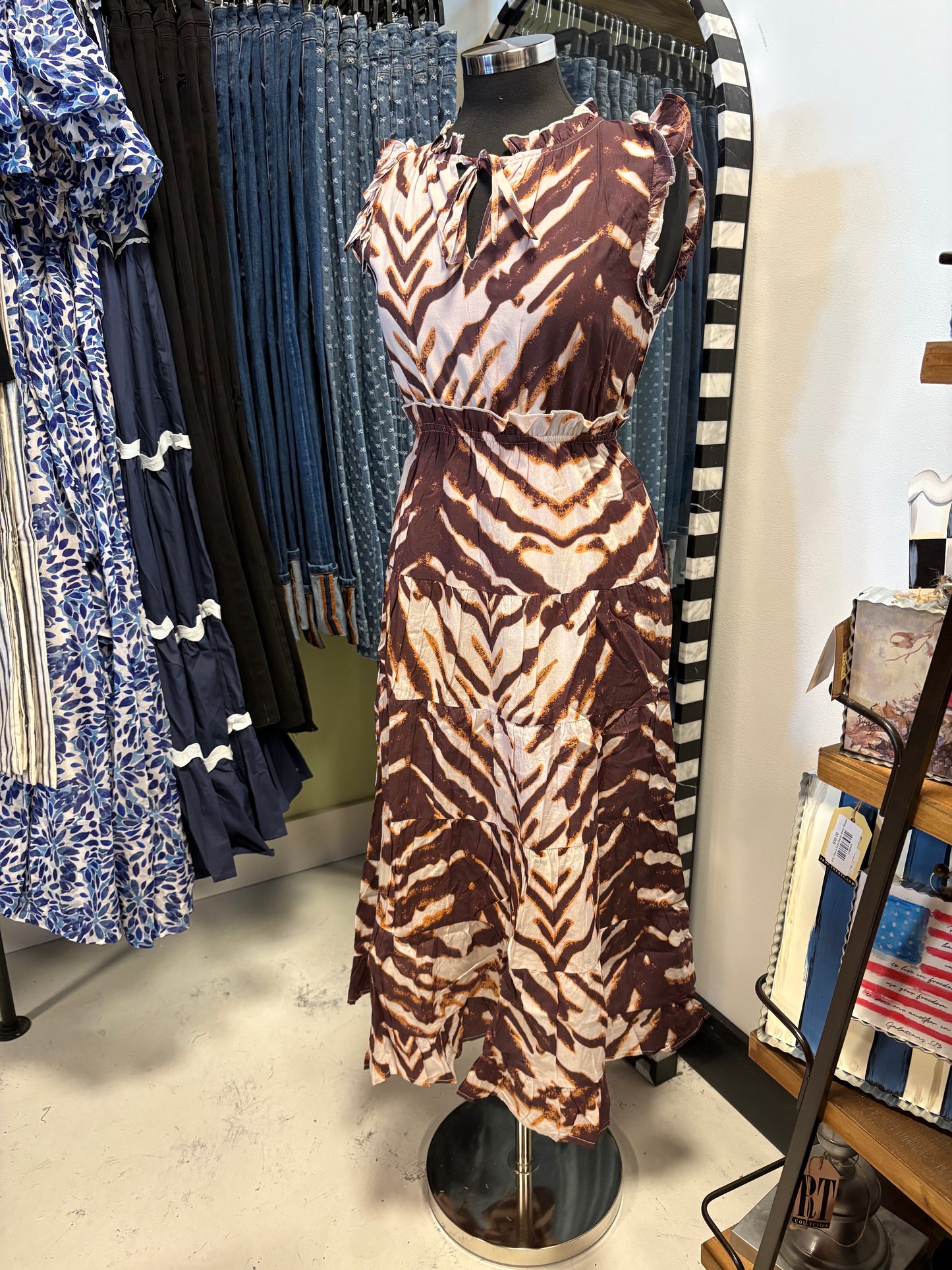 THML - Ab Print Ruffle Slv Dress