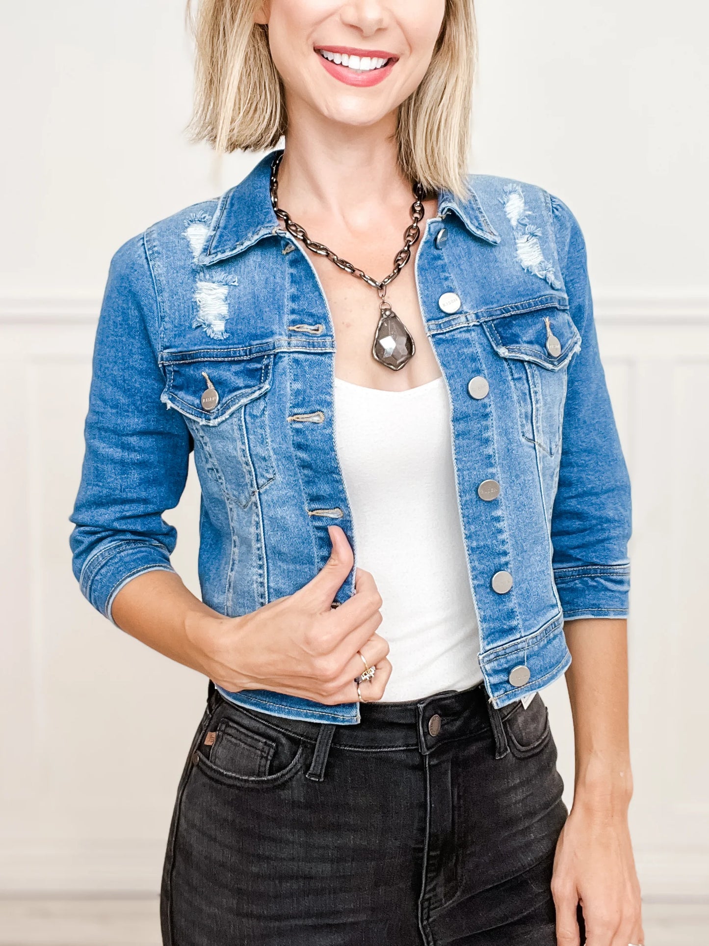 Shirring Sleeve Crop Jacket