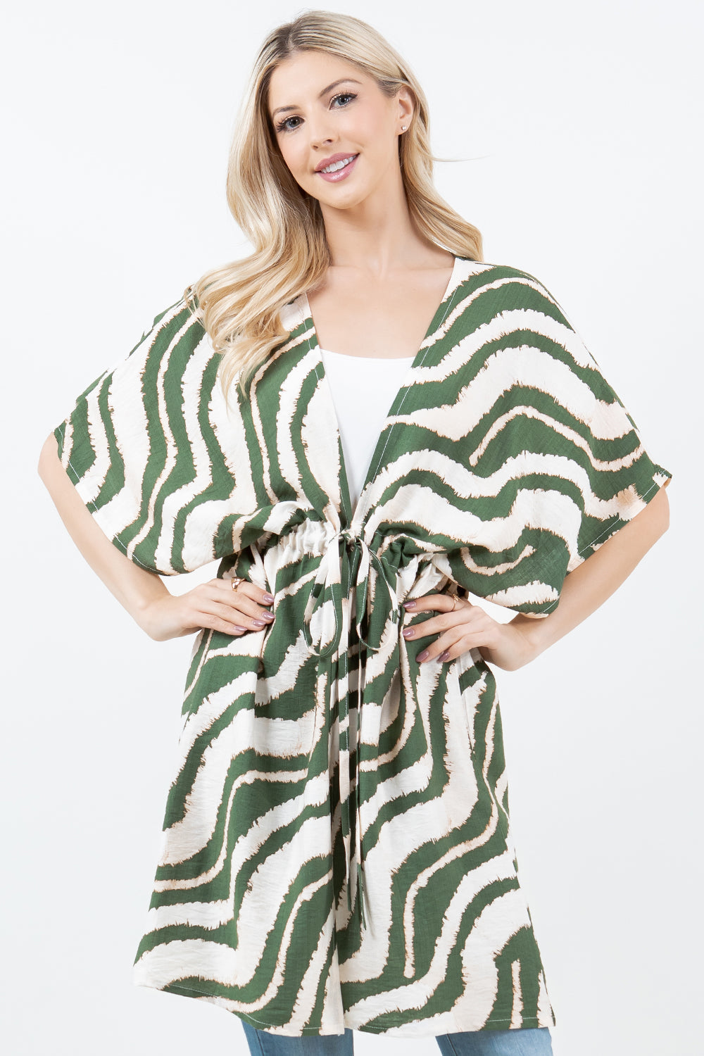 Scrunge Tie Versatile Casual Wave Design Cover up