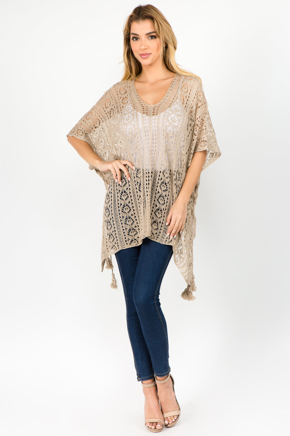 Tassel Detail Crochet Kaftan