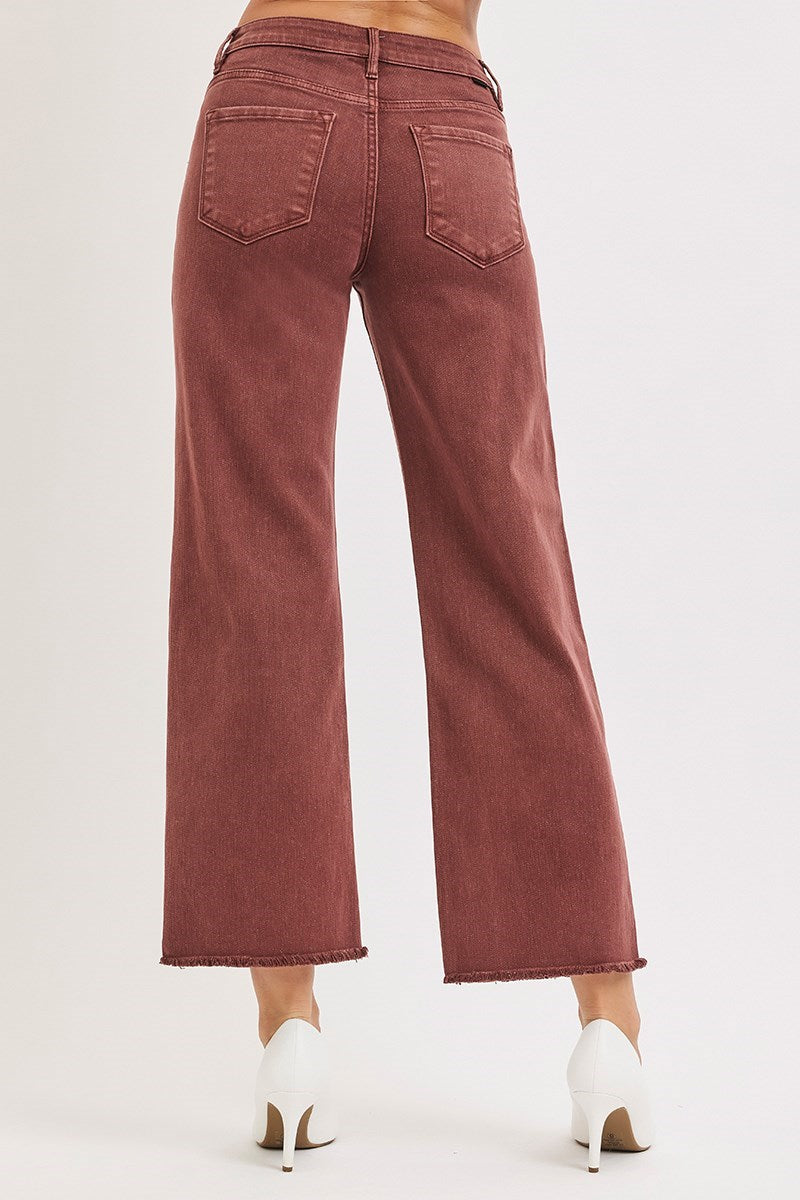 Lurex Mid Rise Ankle Wide Jeans