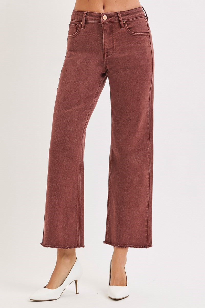 Lurex Mid Rise Ankle Wide Jeans