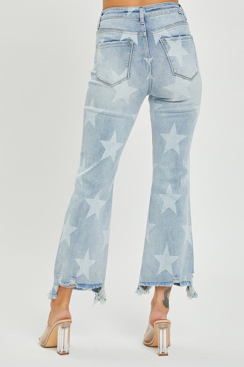 High Rise-Crop Bootcut Star