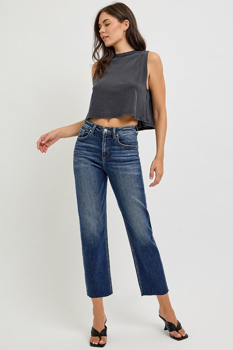 High Rise Slim Barrel Jeans
