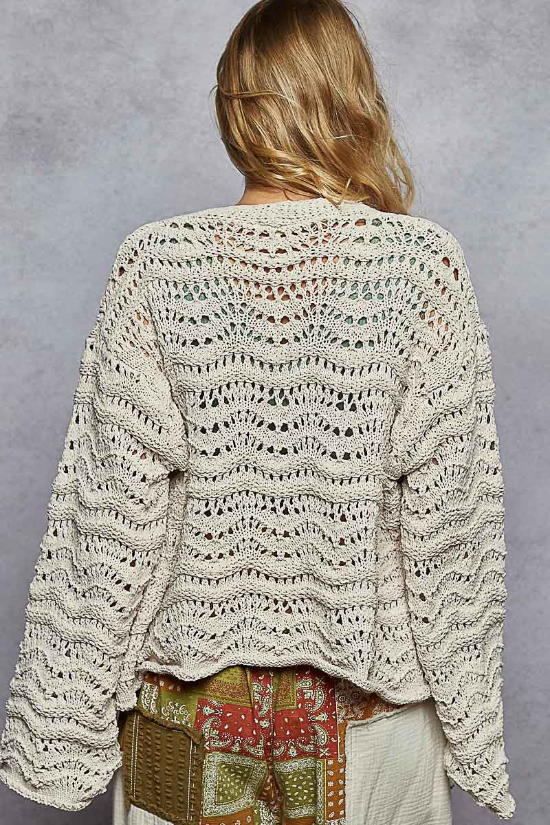Bell Sleeve Chenille Style Cardigan