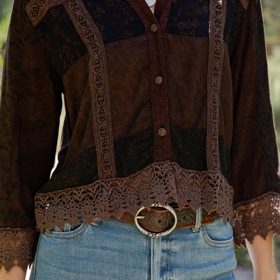 Boho Button Down Cropped Shirt