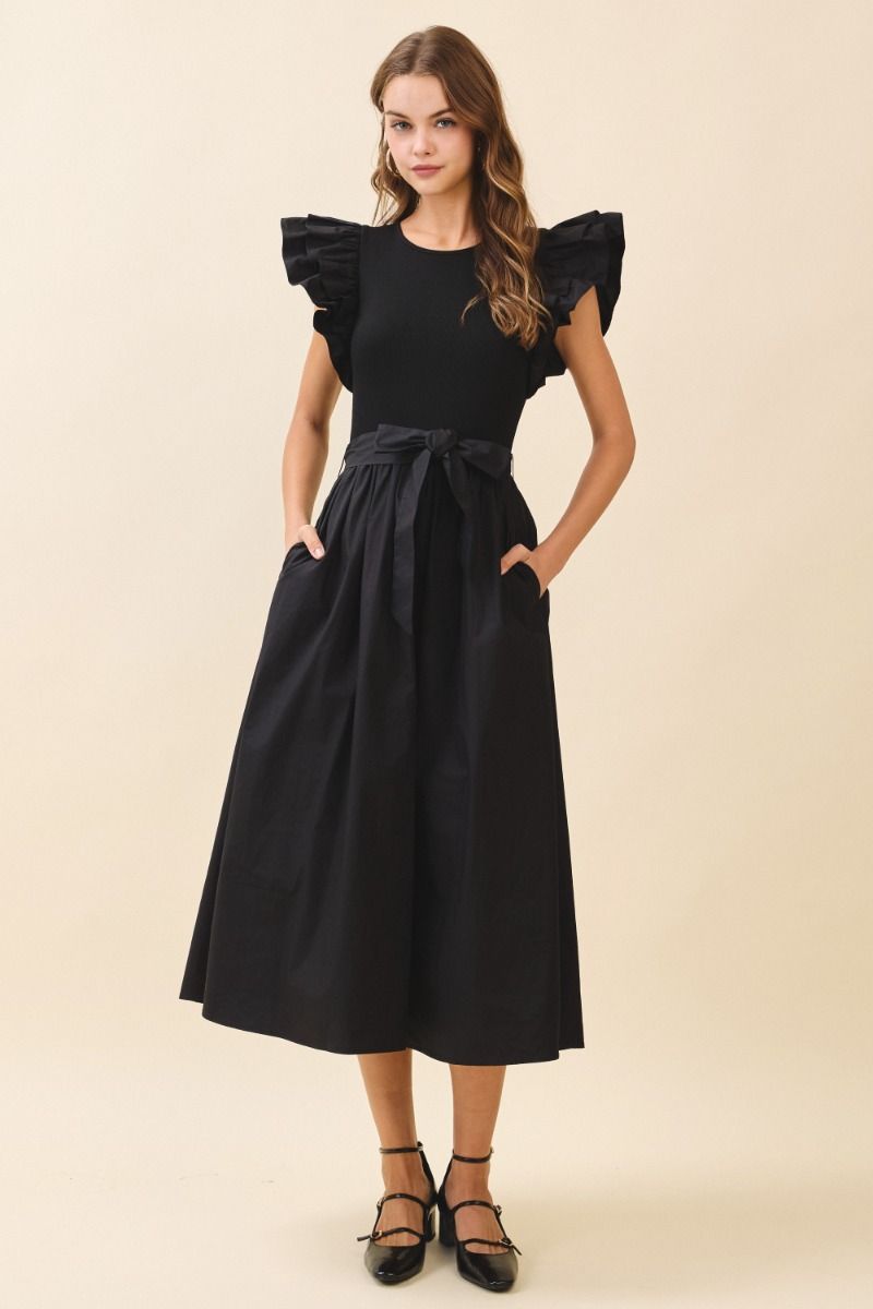 Flutter Sleeve Midi Dress