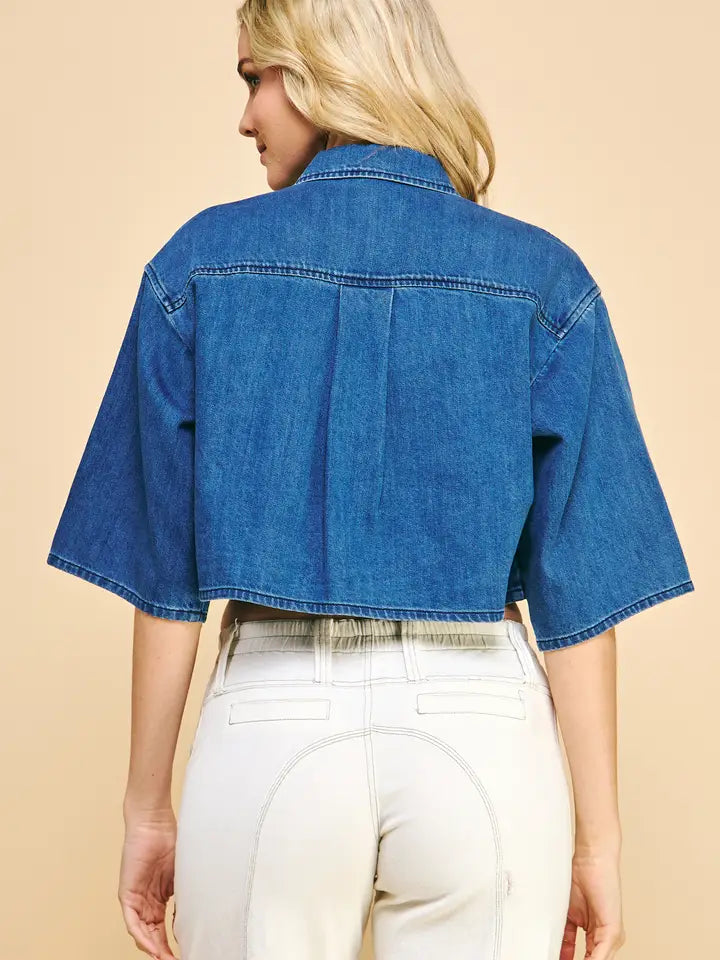Wide Crop Denim Shirt