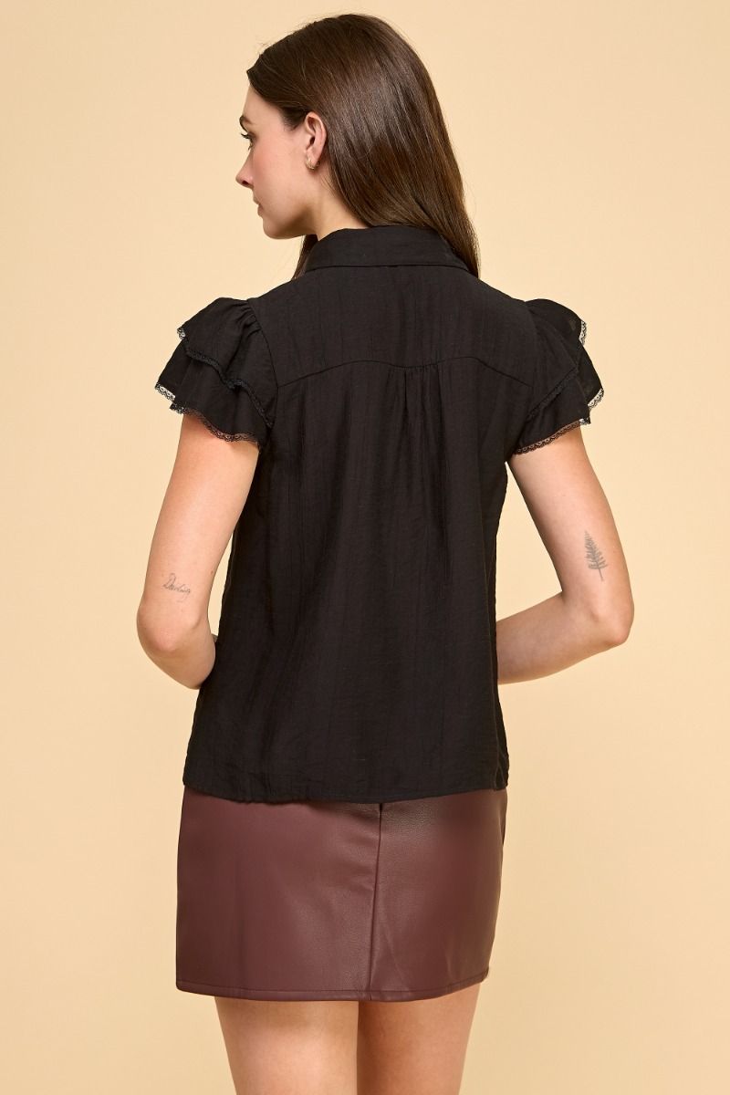 Vertical Lace Button Top