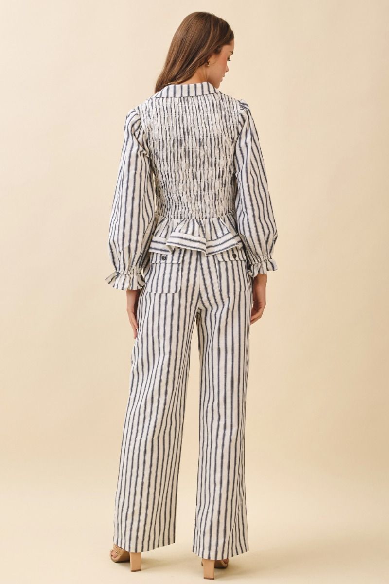 Striped Wide Leg Drawstring Pants