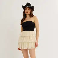Strapless Mesh Bottom Romper