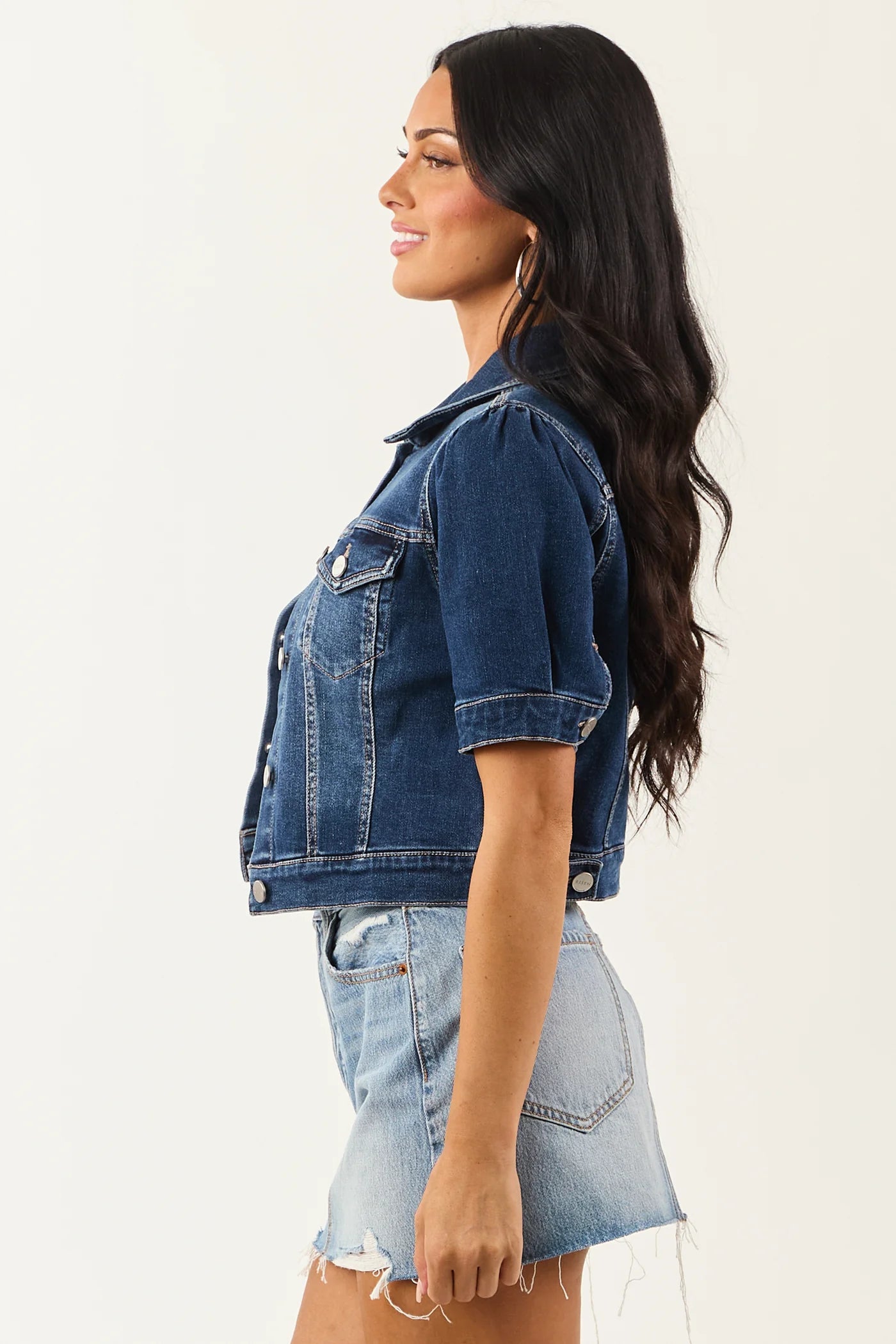Dark Blue Jean Short Sleeve Jacket