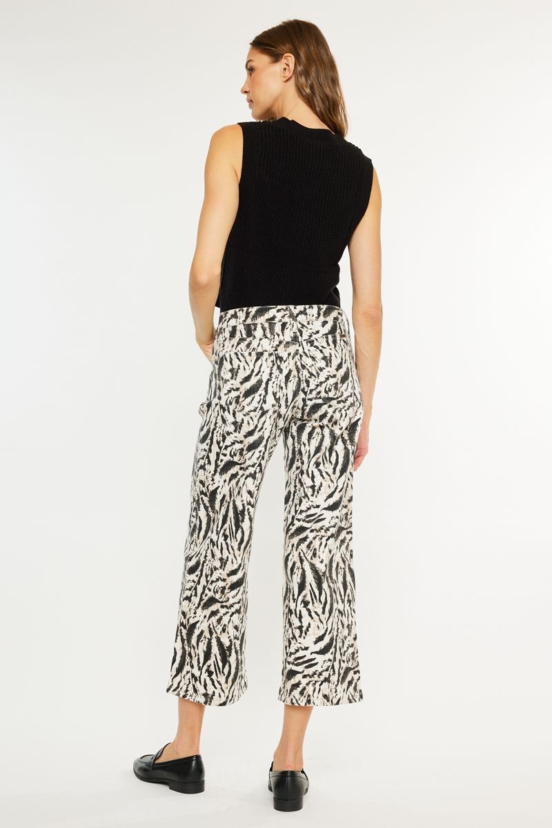 Printed Crop Wide Leg Jeans