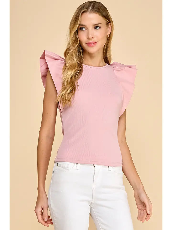 Contrast Ruffle Top