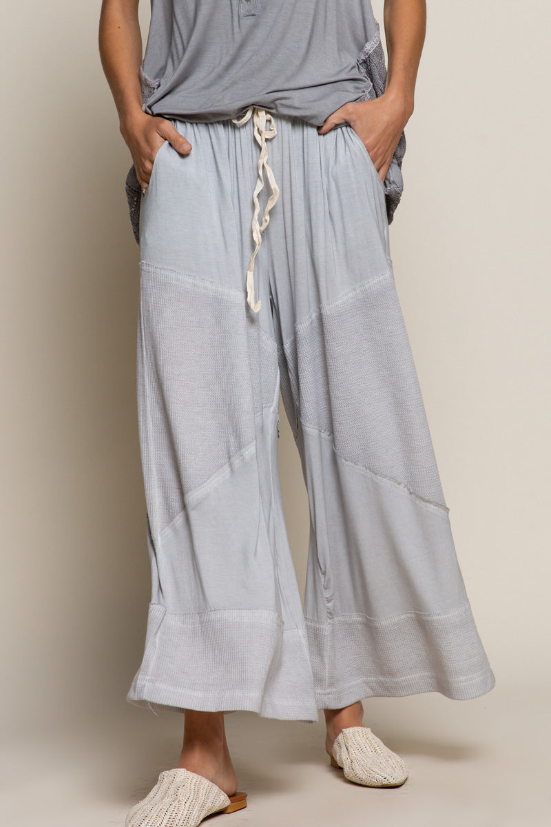 Casual Drawstring Wide Leg Crop Pants