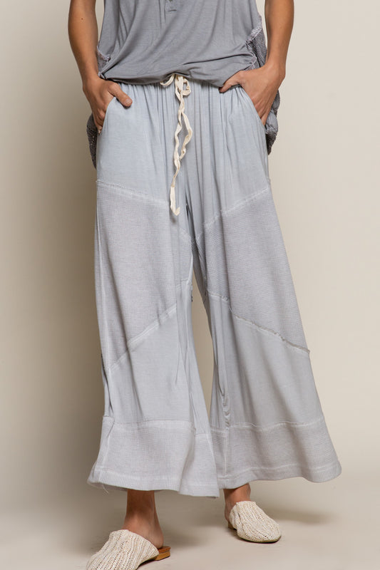 Casual Drawstring Wide Leg Crop Pants