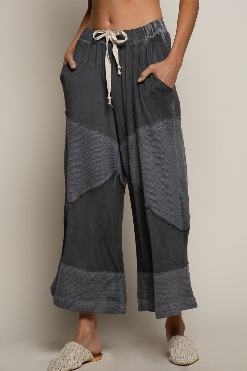 Casual Drawstring Wide Leg Crop Pants