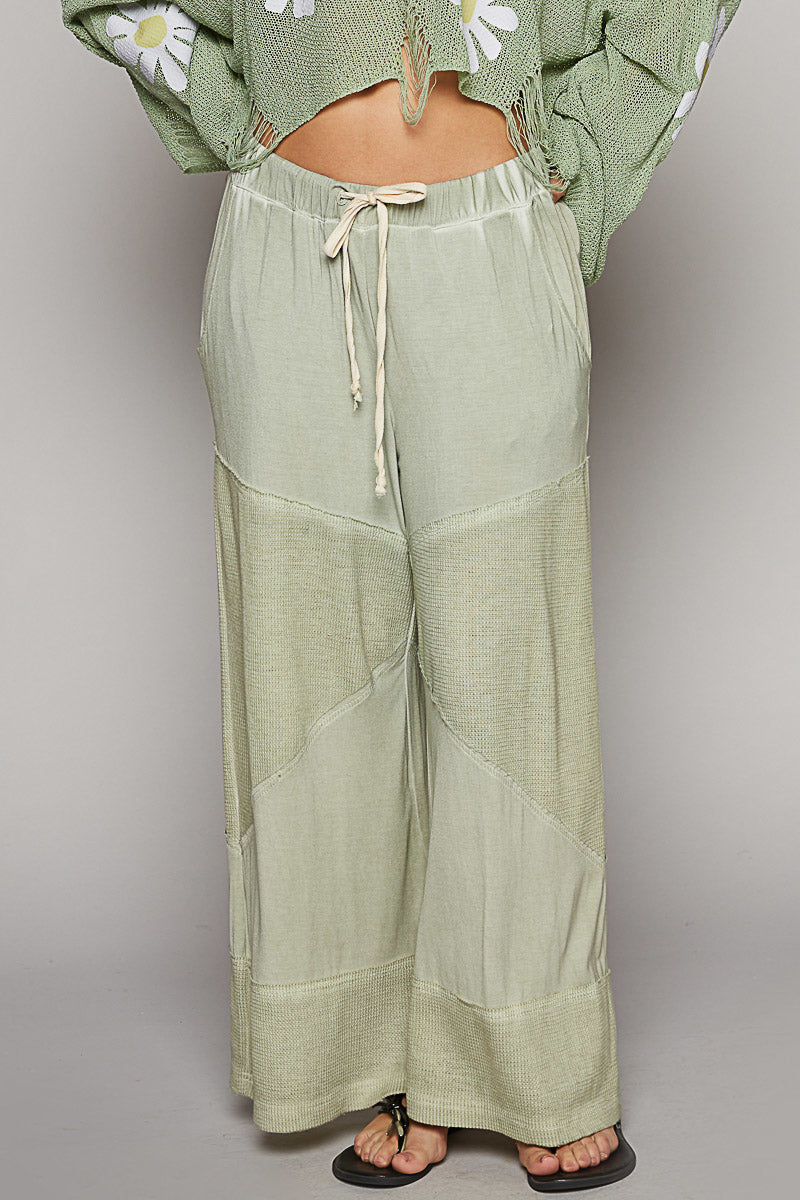 Casual Drawstring Wide Leg Crop Pants