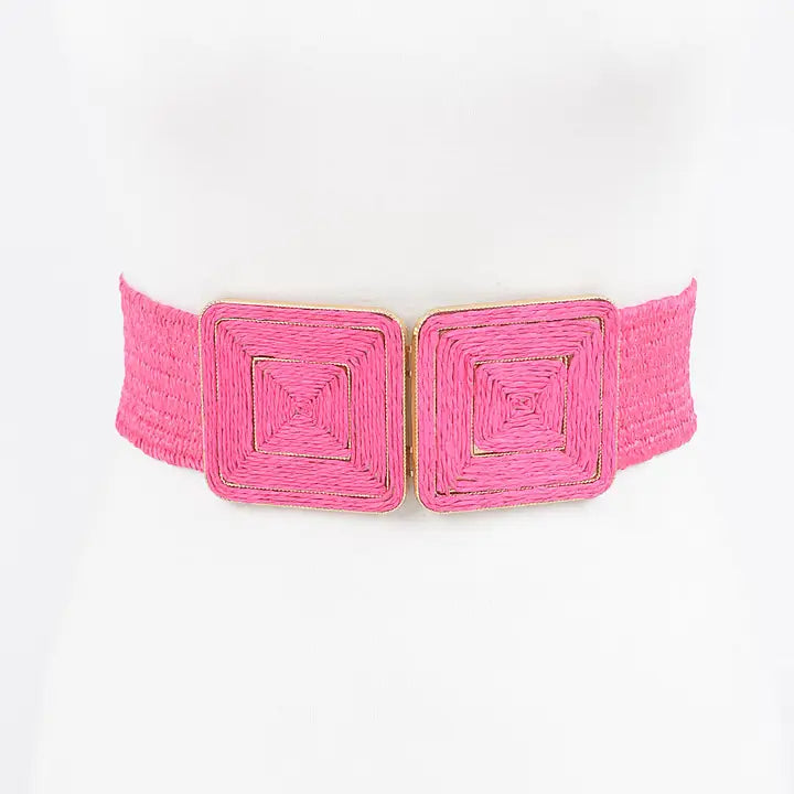 Straw Two Buckle Elastic Belt