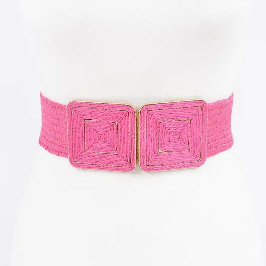 Straw Two Buckle Elastic Belt