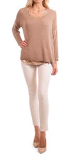 V-Neck Knit Sweater with Cuff Sleeve