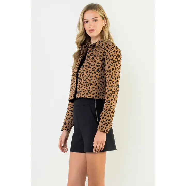 Cheetah Print Cropped Jacket