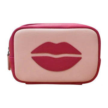 Make Up Bag with Lip Graphic - Leather
