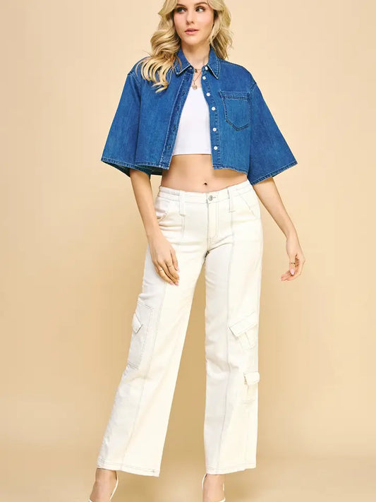 Wide Crop Denim Shirt