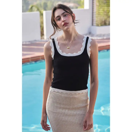 Scallop Sweater Tank Top