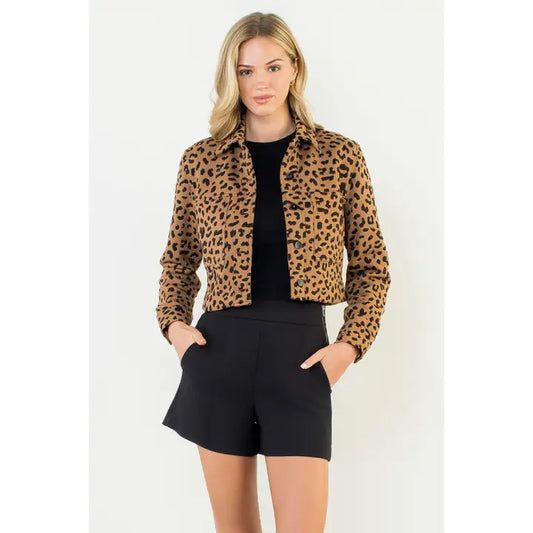Cheetah Print Cropped Jacket