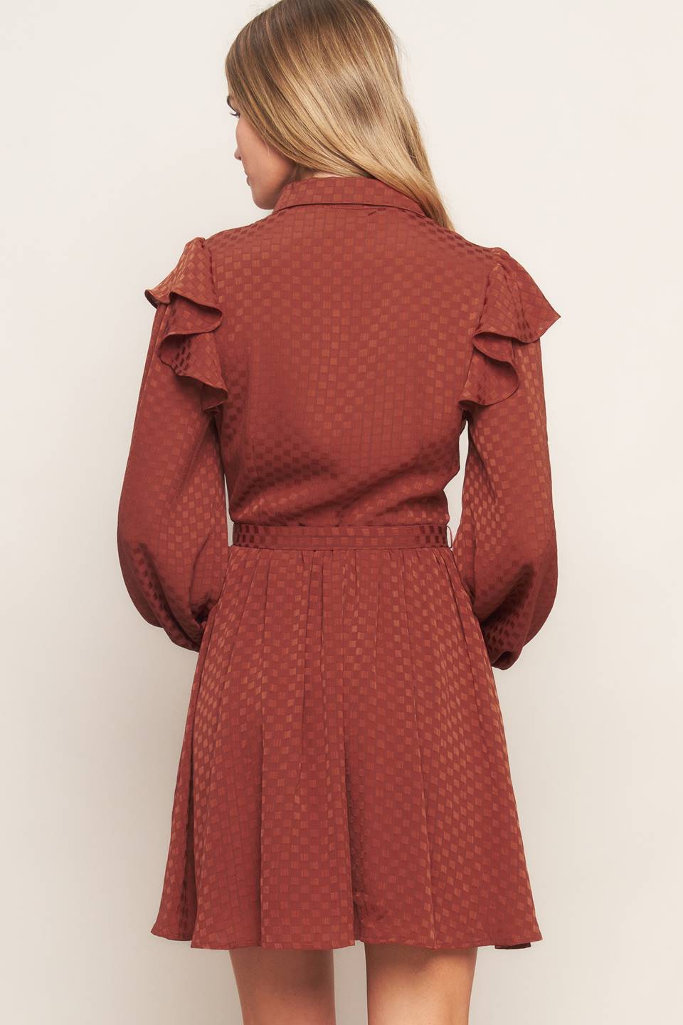 Ruffed Long Sleeve Mini Dress