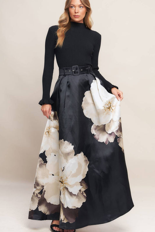 Printed Woven Maxi Skirt