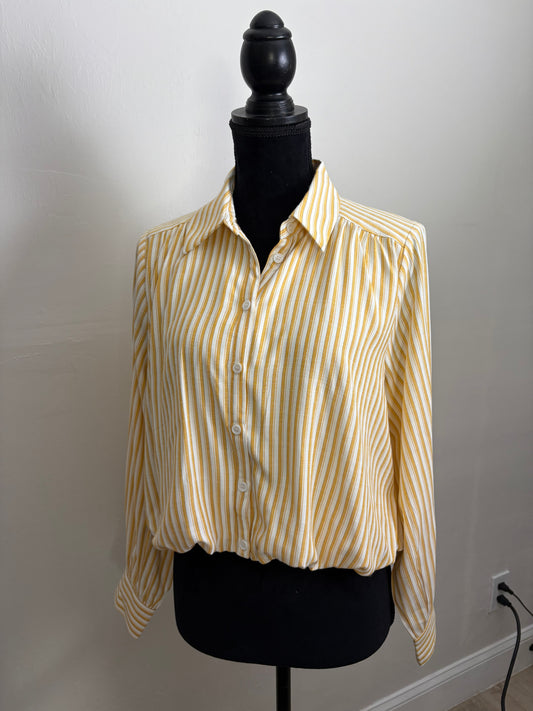 LS Striped Bubble Crop Blouse