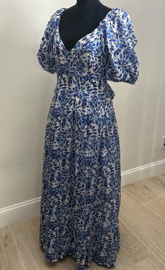 Blue Maxi Puff Sleeve Dress