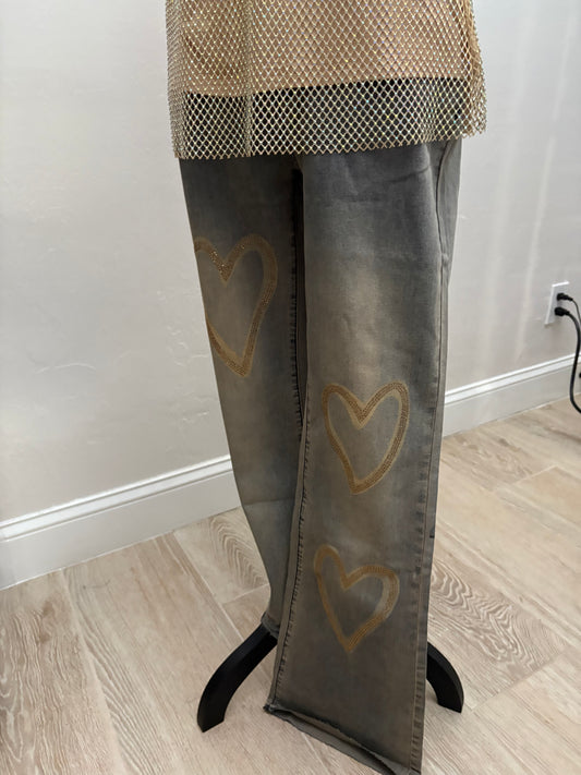 Bronze  Heart Flare Jeans