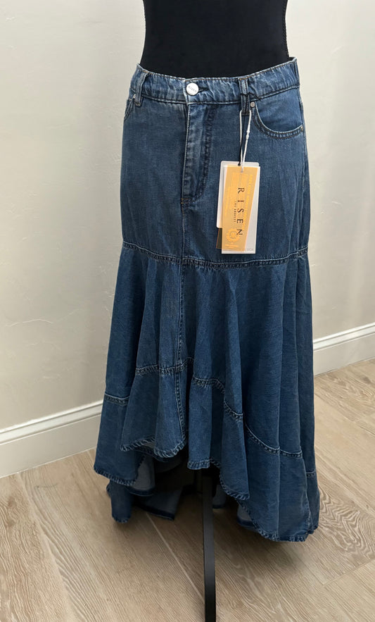 High-Low Denim Skirt