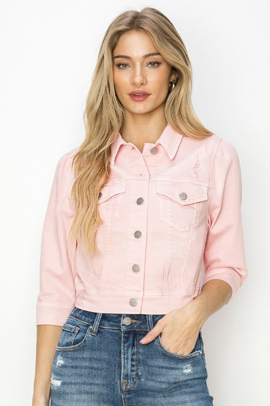 Shirring Sleeve Crop Jacket