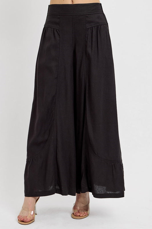 Shirred Detail Pull On Linen Pants
