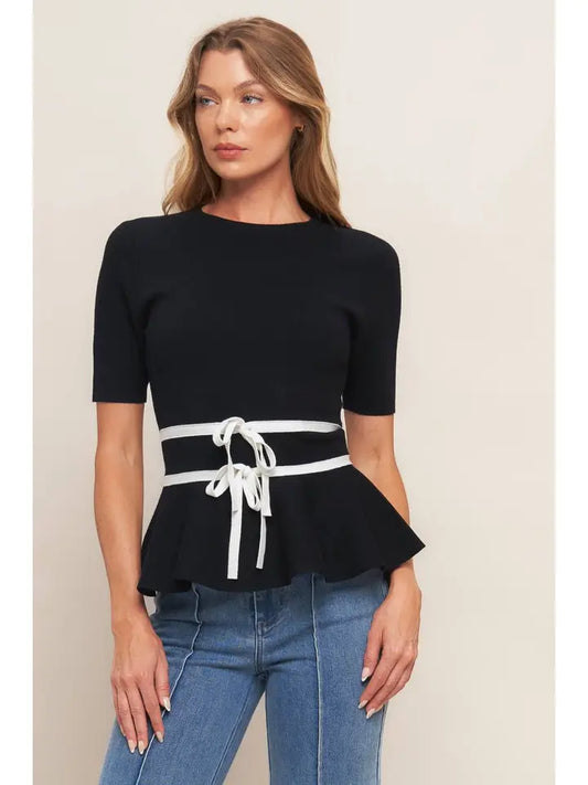 Peplum Sweater Back Zip