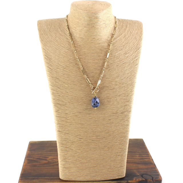 Blue Resin Drop Necklace