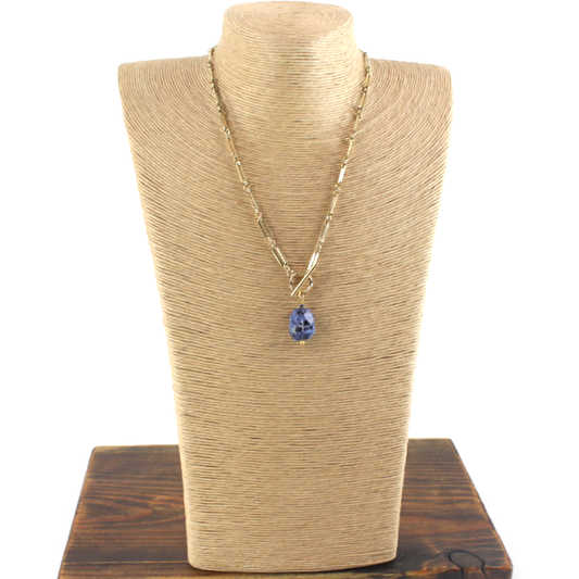 Blue Resin Drop Necklace