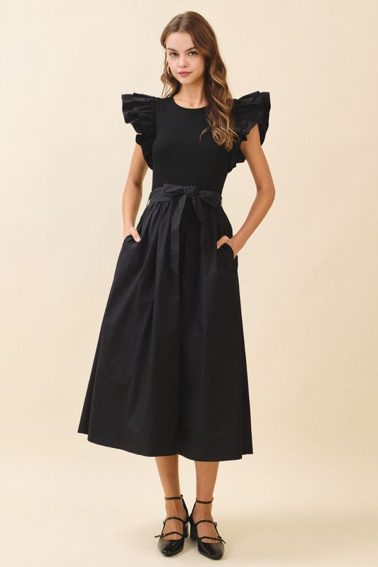 Flutter Sleeve Midi Dress