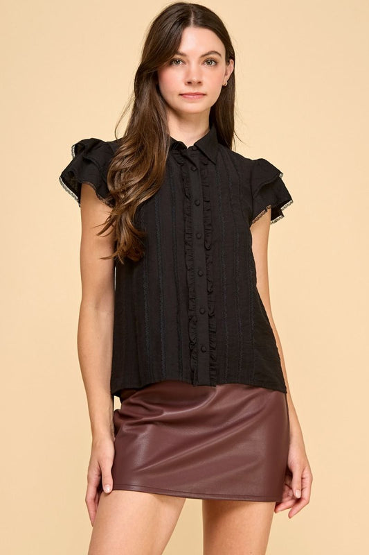 Vertical Lace Button Top