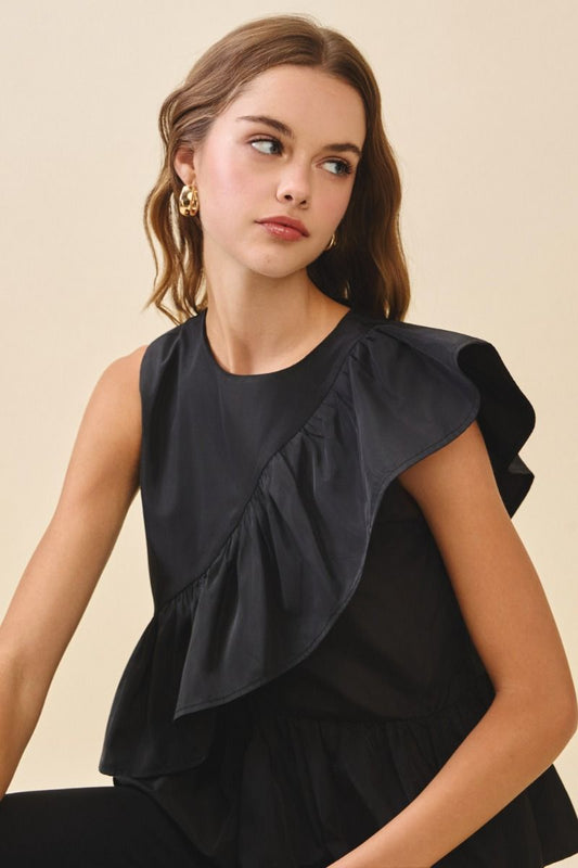 One Shoulder Flutter Top
