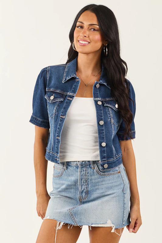 Dark Blue Jean Short Sleeve Jacket