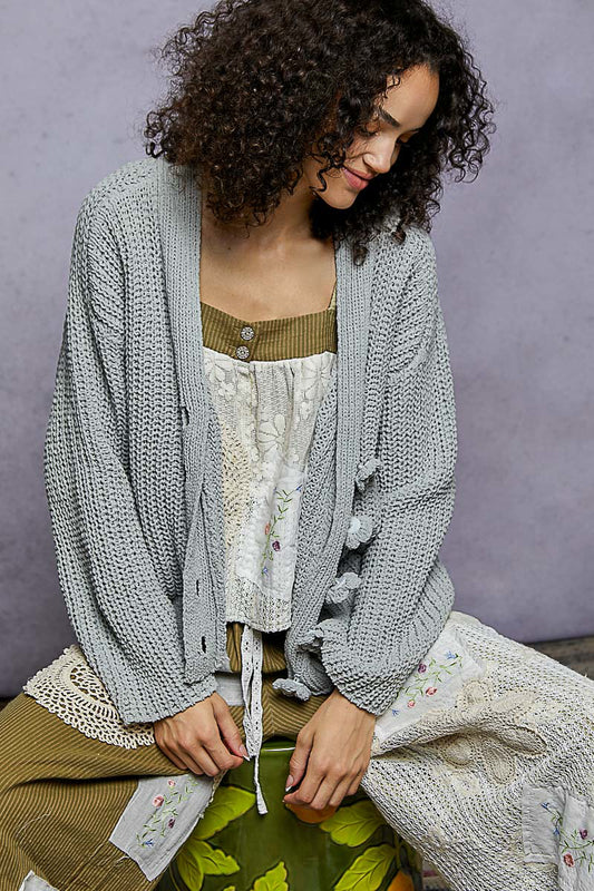 Chenille Style Button Up Cardigan